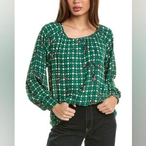 Cabi XL Bohemian Peasant Spring Loose Fit Smocked Cuffs Voyager Blouse